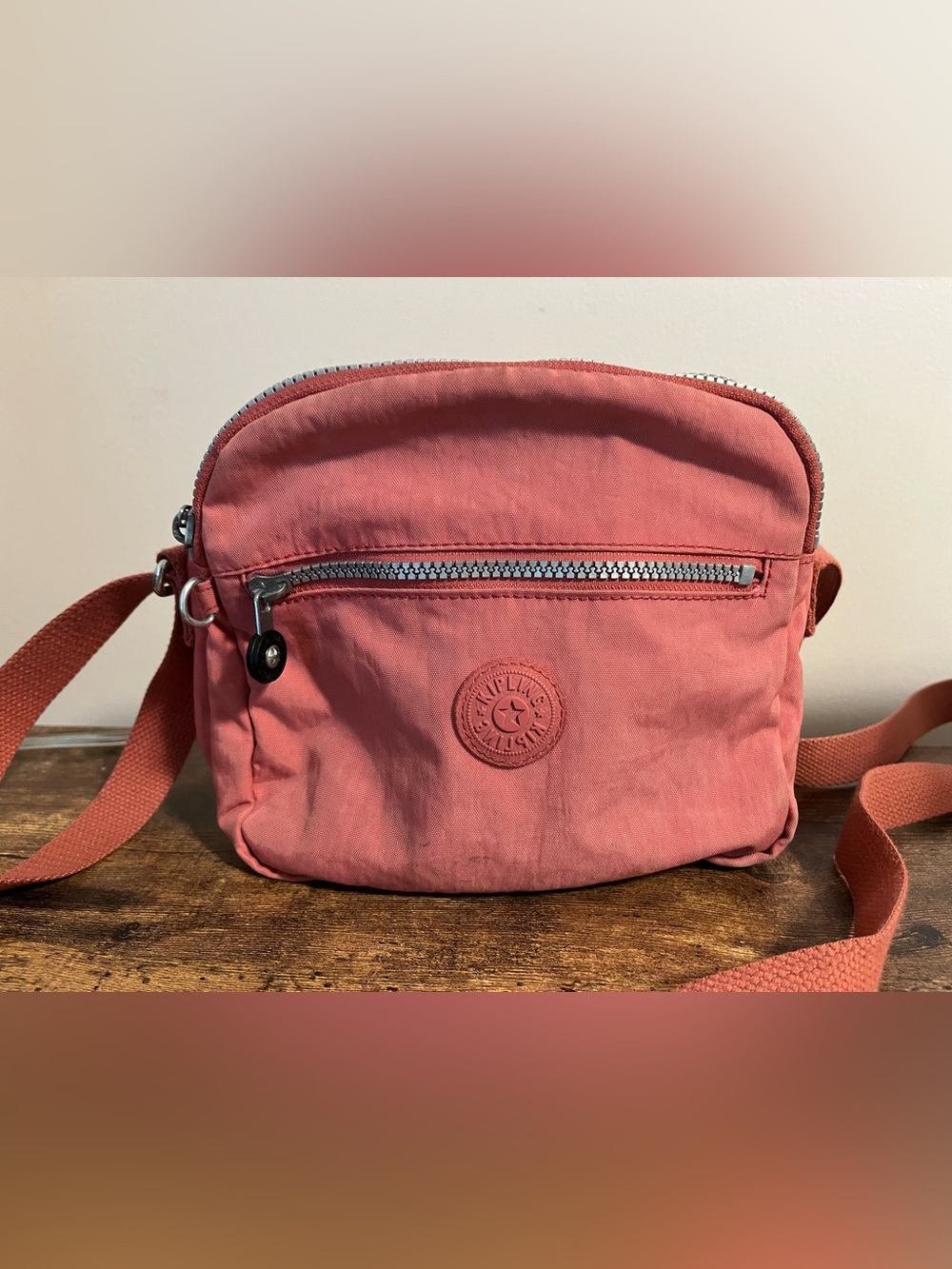 Kipling Coral Pink Womens KeefeCrossbody Bag. READ